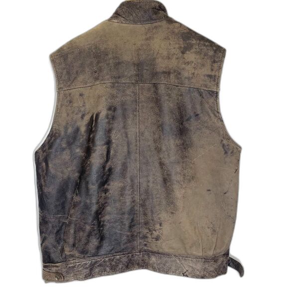 Vintage Banana Republic Leather Vest Hunting Bomber Travel Streetwear Grunge Lg - Picture 2 of 15